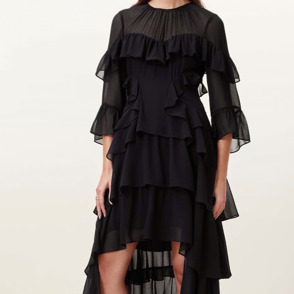All Saints Nat Ruffled High Low Maxi Dress